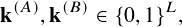 k(𝐴),k(𝐵) ∈ {0,1}𝐿,
